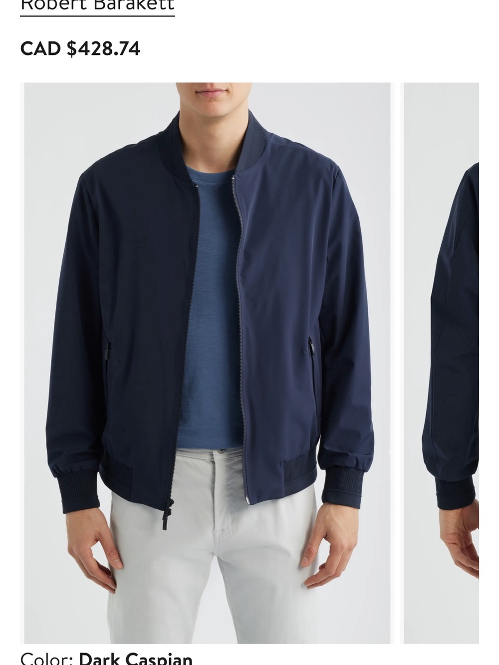 Robert Barakett Navy Blue Bomber Jacket - Large